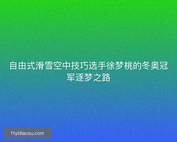 自由式滑雪空中技巧选手徐梦桃的冬奥冠军逐梦之路